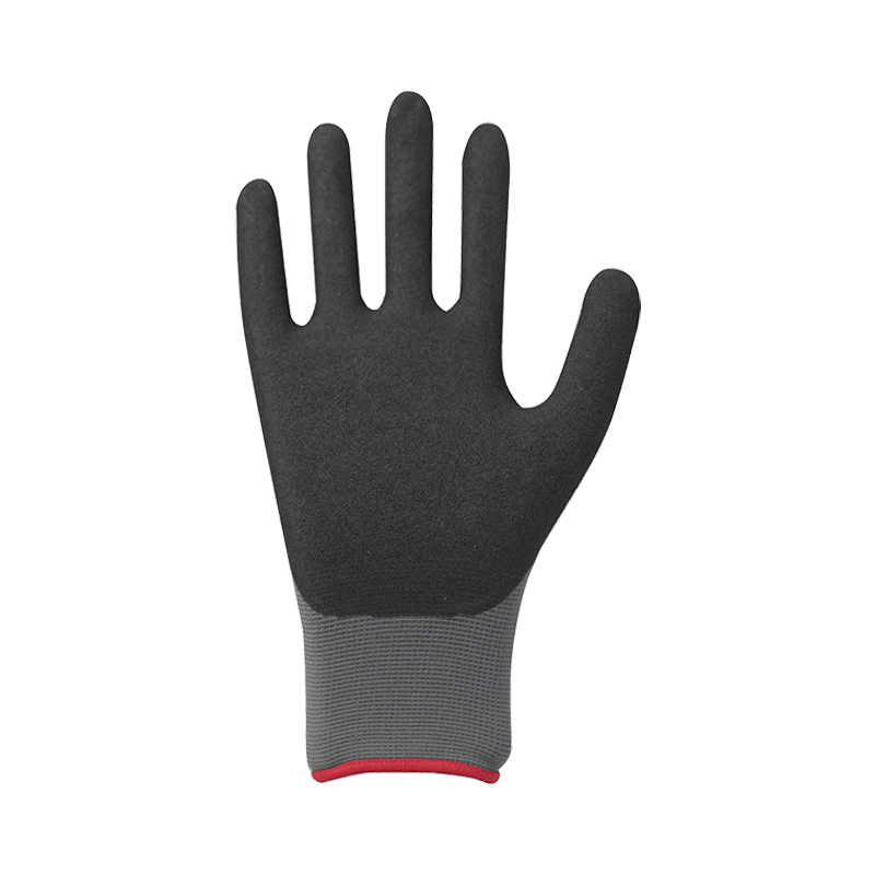 15G nylon/spandex voering met zandkleurige nitrilcoating, nitrilvulling aan de achterkant
