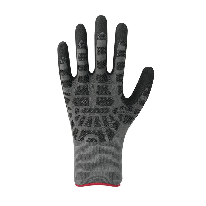 15G nylon/spandex voering met zandkleurige nitrilcoating, nitrilvulling aan de achterkant